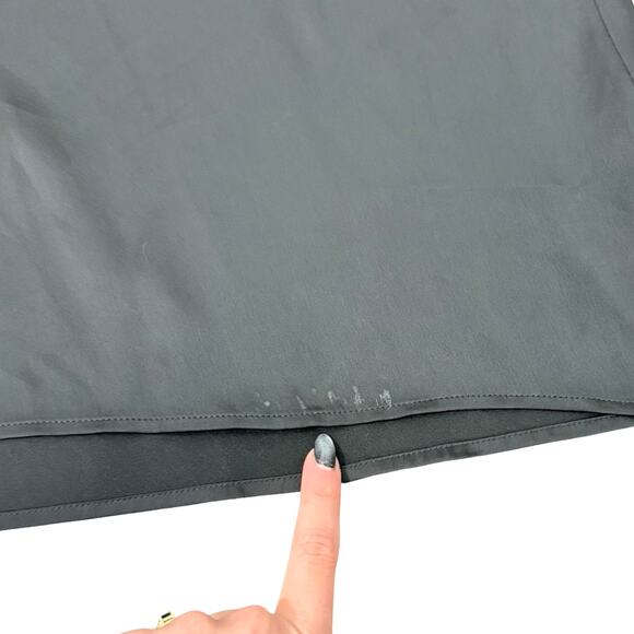 Vince Black Satin Long Sleeve Button Front Collar Midi Dress size L NEW No Belt - Picture 7 of 14